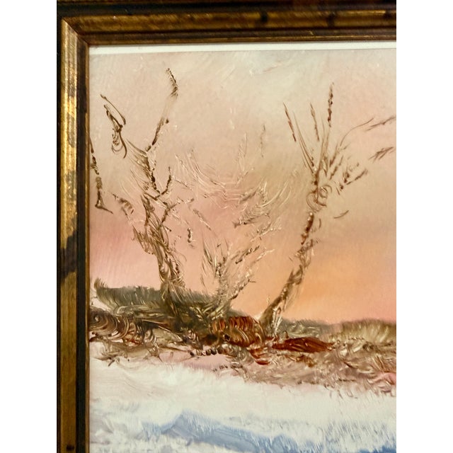 Light Pink Reginald Pollack, Abstract Impressionist Sunset in December Oil Painting Reginald Pollack For Sale - Image 8 of 11