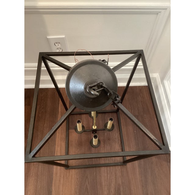 Late 20th Century Modern Black Metal With Brushed Brass Detail Lantern Pendant Light For Sale - Image 4 of 7