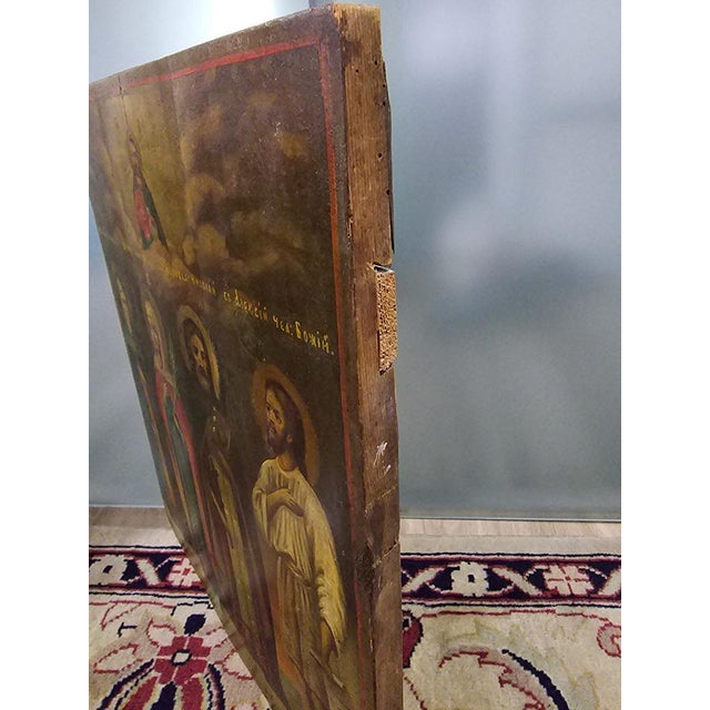 19th Century Orthodox Icon with Four Saints For Sale - Image 13 of 16