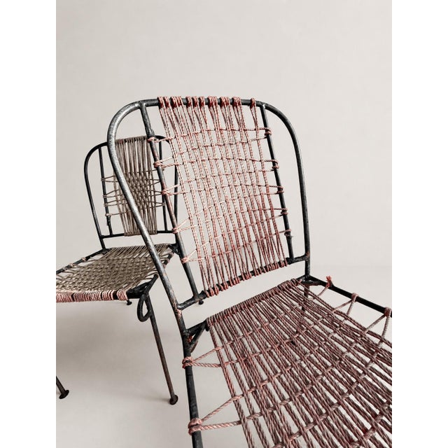 Mid-Century French Wrought Iron and Woven Cord Patio Chairs, 1950s, Set of 4 For Sale - Image 6 of 17