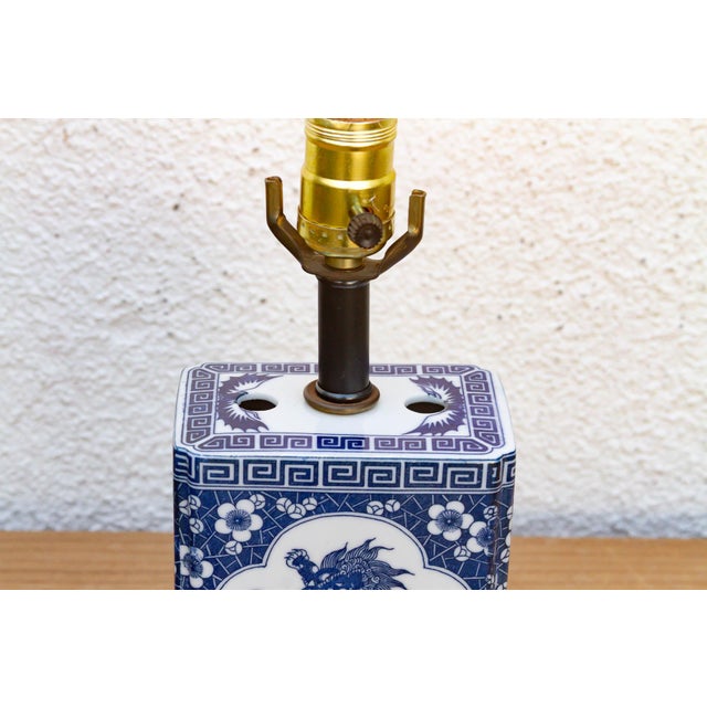 Ceramic Antique Celestial Kirin Blue & White Petite Lamp For Sale - Image 7 of 8