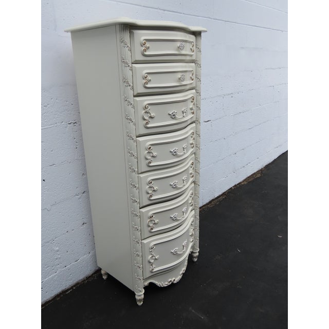 This Lingerie Chest is made out of wood and resin. This Lingerie Chest has French Style and design, carving, tall and...