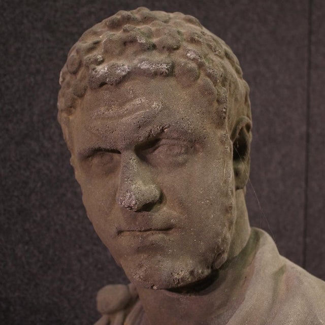 Cement Sculpture Bust of Emperor Caracalla, 1960 For Sale - Image 10 of 12