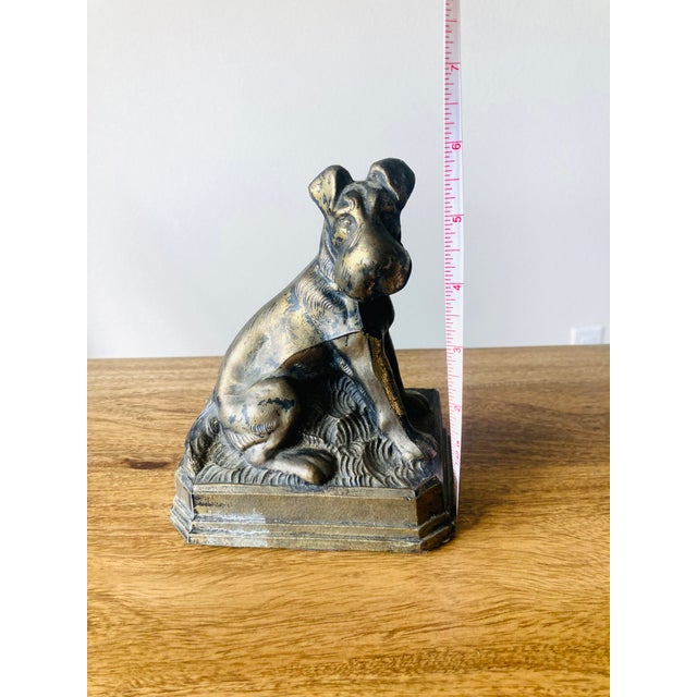 Vintage Airedale Terrier Book Ends Dog Home Bronze Decor Set of 2 Heavy Office Library For Sale - Image 9 of 9