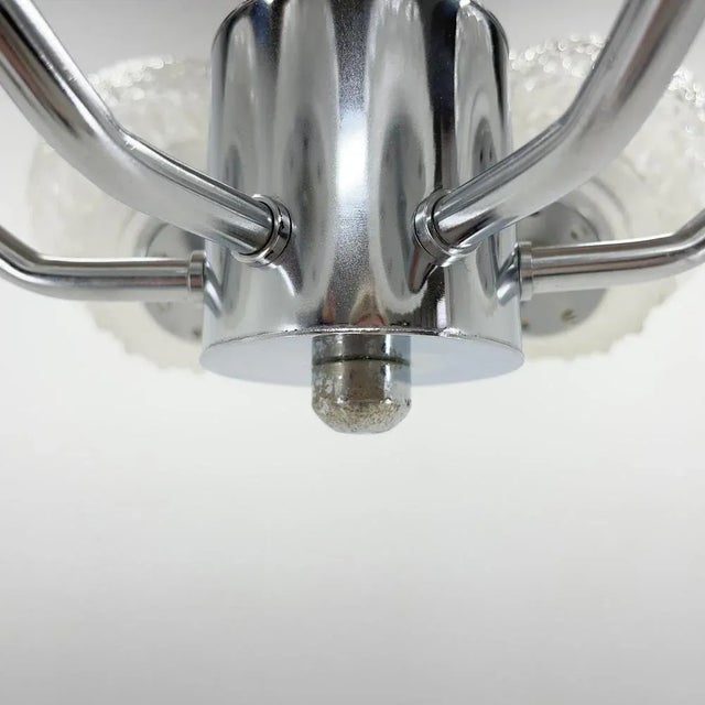 Mid-Century Glass & Chrome Chandelier, 1970s For Sale - Image 6 of 10