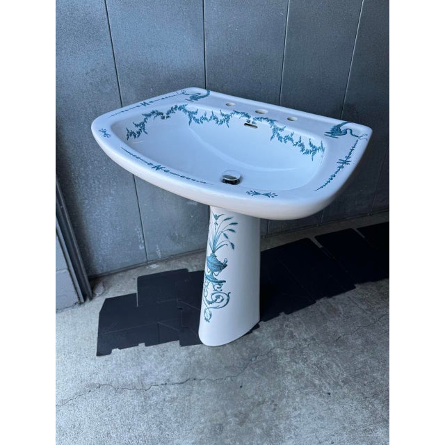 Porcelaine De Paris France Hand-Painted Pedestal Sherle Wagner Sink For Sale - Image 17 of 18