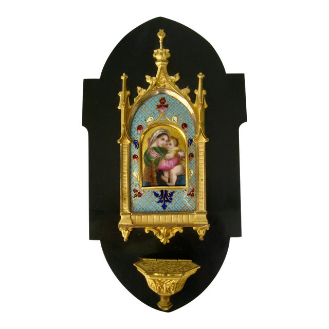 French Antique Bronze 19 Century Holy Water Wall Hanging For Sale