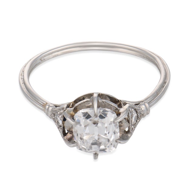 Art Deco 1920s Art Deco Gia 1.01 Carat Old Mine Diamond Platinum Engagement Ring, Size 5 For Sale - Image 3 of 6