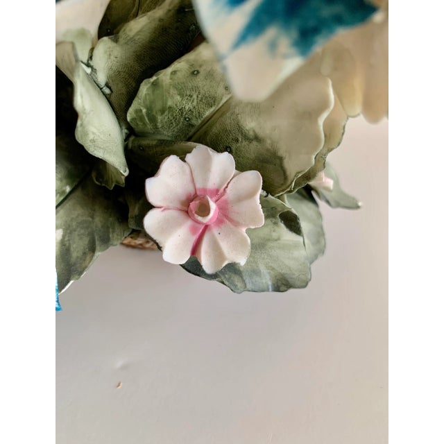 Ceramic Italian Porcelain Basket Bouquet of Flowers For Sale - Image 7 of 12