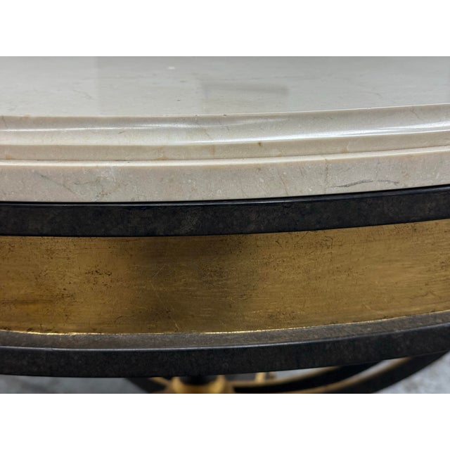 Stone Thomas Pheasant for Niermann Weeks Neoclassical Marble Top Center Table. 48.5 Inches For Sale - Image 7 of 12