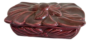 1950s Claire Lerner California Red Floral Ceramic Box