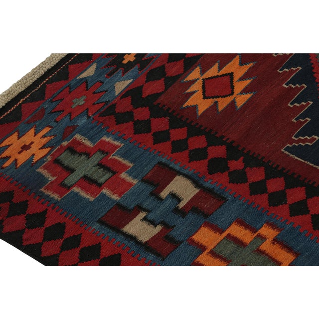 1950s 1950s Vintage Tribal Kilim Rug in Red With Polychromatic Patterns by Rug & Kilim For Sale - Image 5 of 7