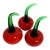 2000s Murano Art Glass Cherries With Green Stems- Set of 3 For Sale