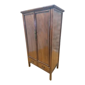 Antique Shanxi Province Tall 2 Drawer Elmwood Cabinet
