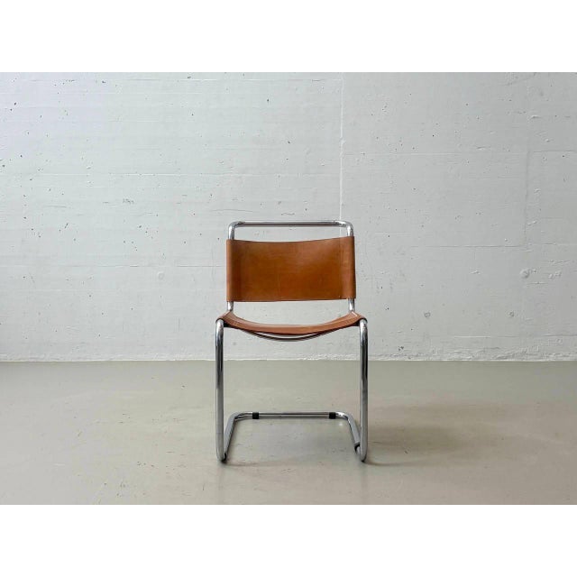 Cantilever Chair with Cognac Leather Covering For Sale - Image 12 of 18