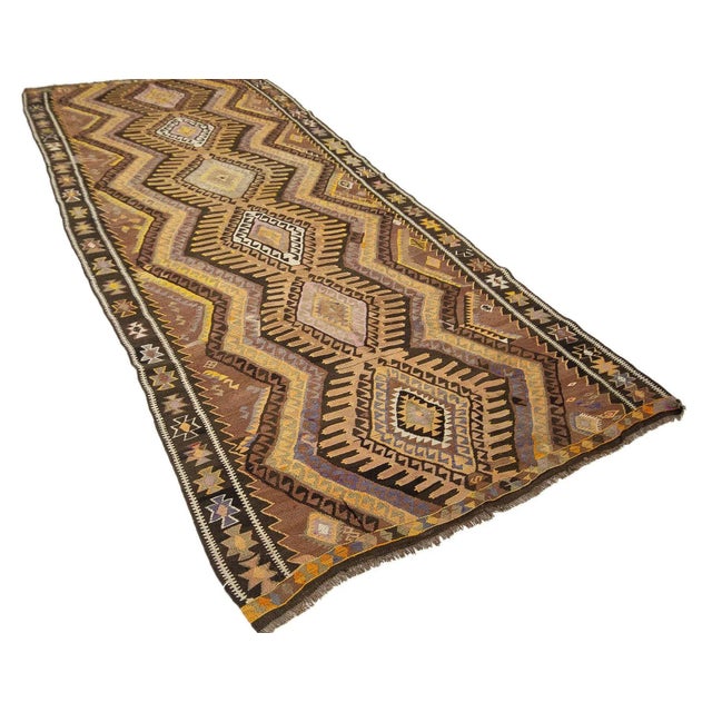 Traditional Vintage Turkish Kars Kilim Rug For Sale - Image 3 of 7