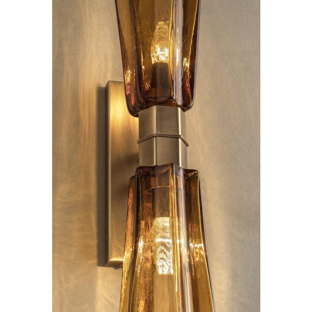Mid-Century Modern Huge Italian Lively Amber Murano Glass Wall Sconce For Sale - Image 3 of 5