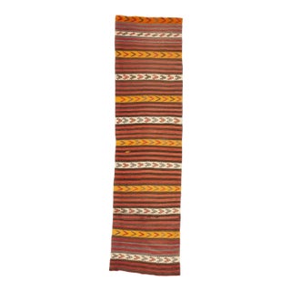 Vintage Striped Red & Yellow Kilim Runner For Sale