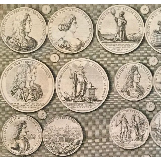 Original 1745 British Engravings, Medals of King William & Queen Mary - Set of 2 For Sale - Image 4 of 8