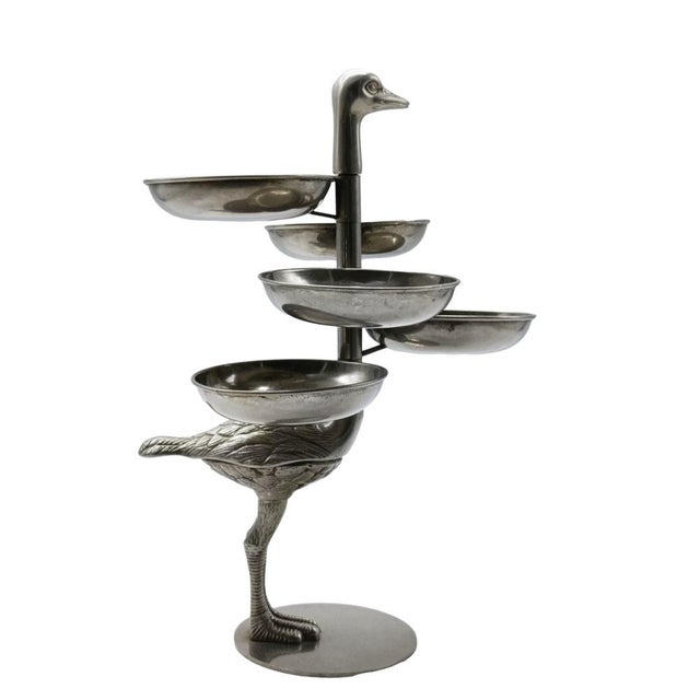 1960s Pewter Ostrich with Serving Trays, Italy, 1960s For Sale - Image 5 of 10