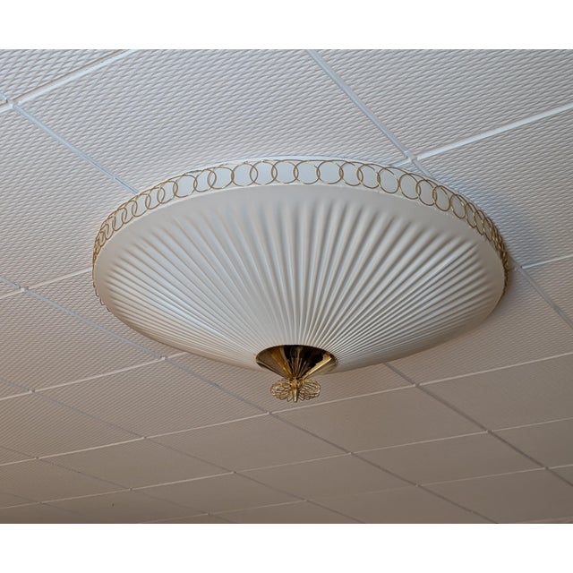 Cream Large Flush Mount in the style of Paavo Tynell, 1950s For Sale - Image 8 of 18