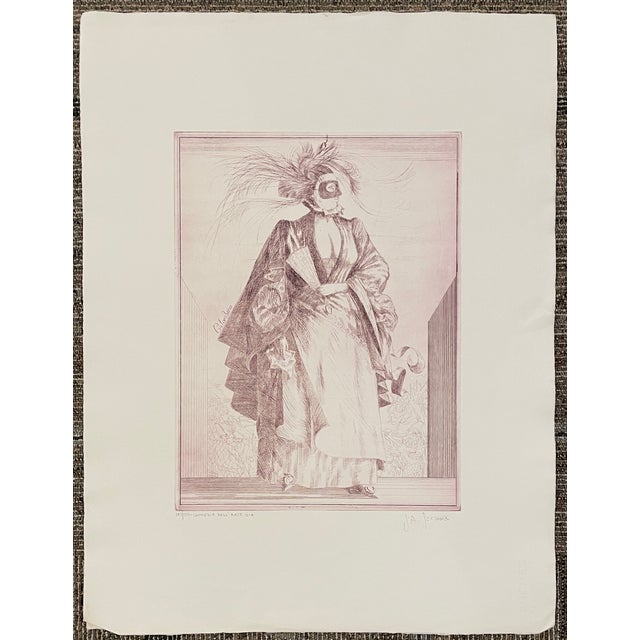 Joseph Pecsenke Colombina Commedia Dell'arte Etching For Sale - Image 4 of 4