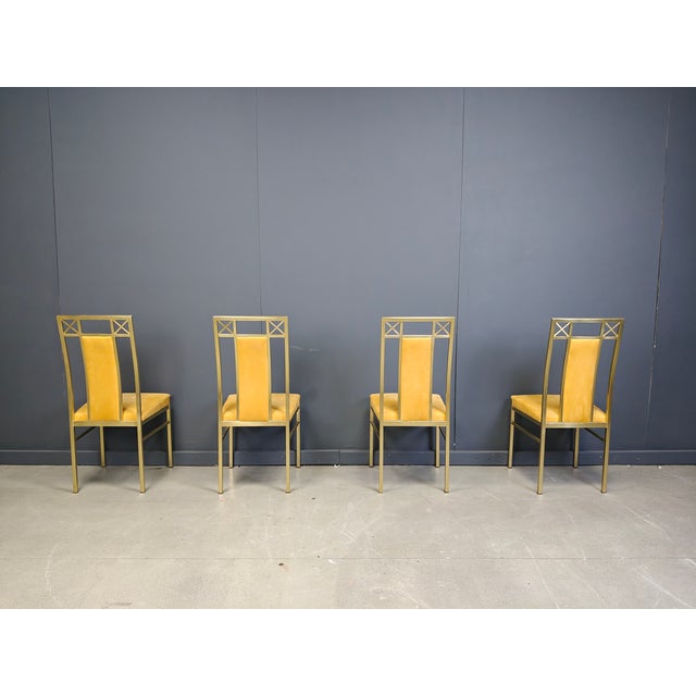 Gold Vintage Brass Dining Chairs from Belgochrom, 1970s, Set of 4 For Sale - Image 8 of 10