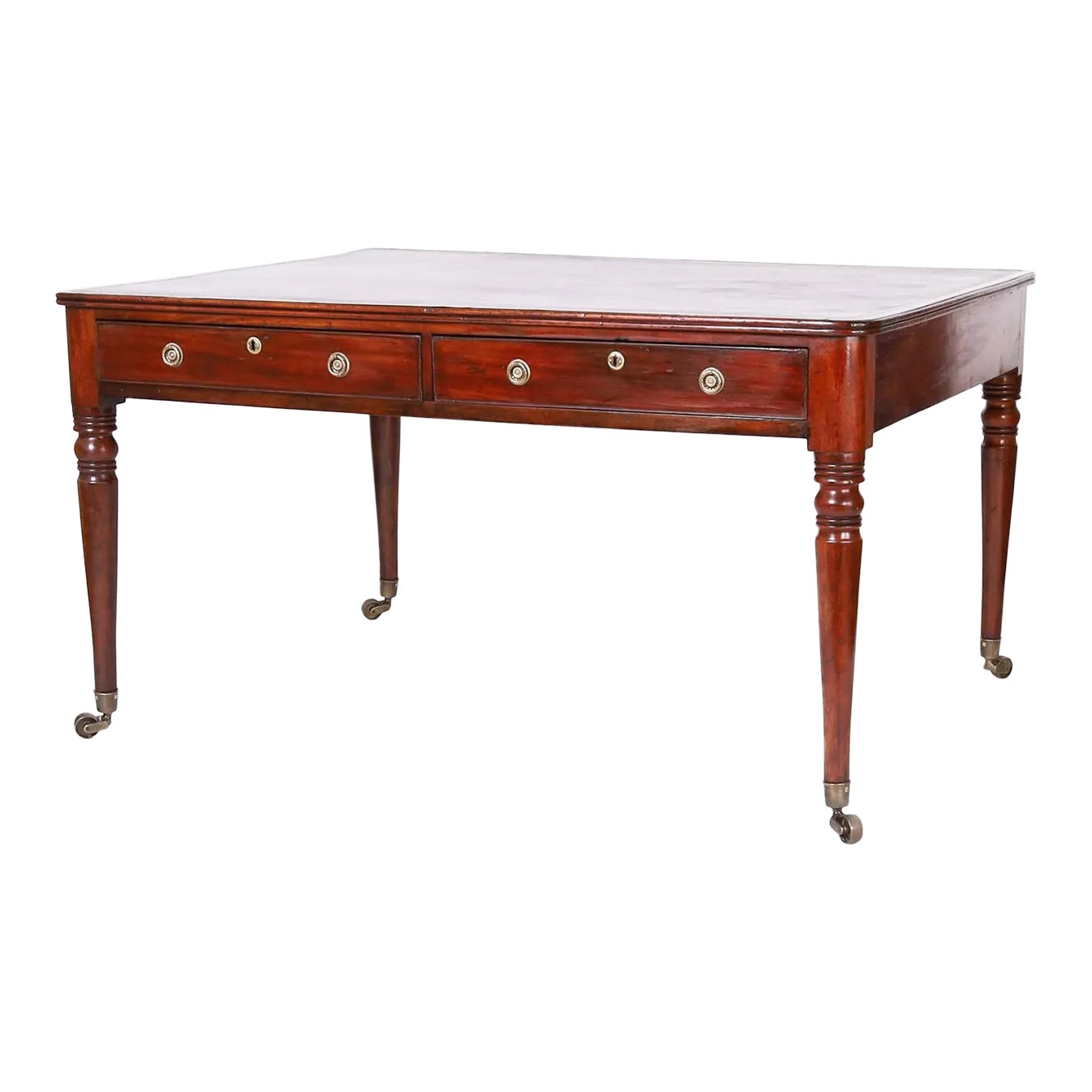 Antique British Colonial Leather Top Partners Desk Chairish