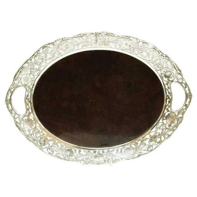 Silver Tray with Wooden Bottom, 1948 For Sale - Image 9 of 9
