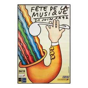1992 Original French Music Festival Poster, Fete De La Musique (Music Day)