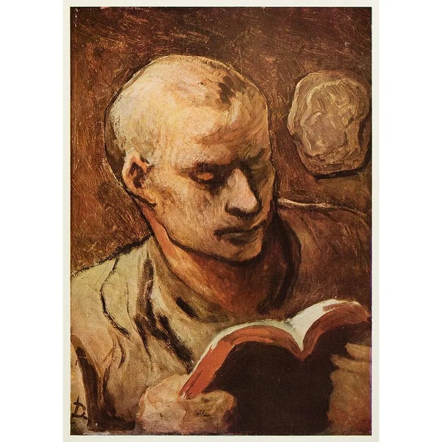 1950s Circa 1950s After Honoré Daumier "The Reader" Vintage Full-Color Print For Sale - Image 5 of 6