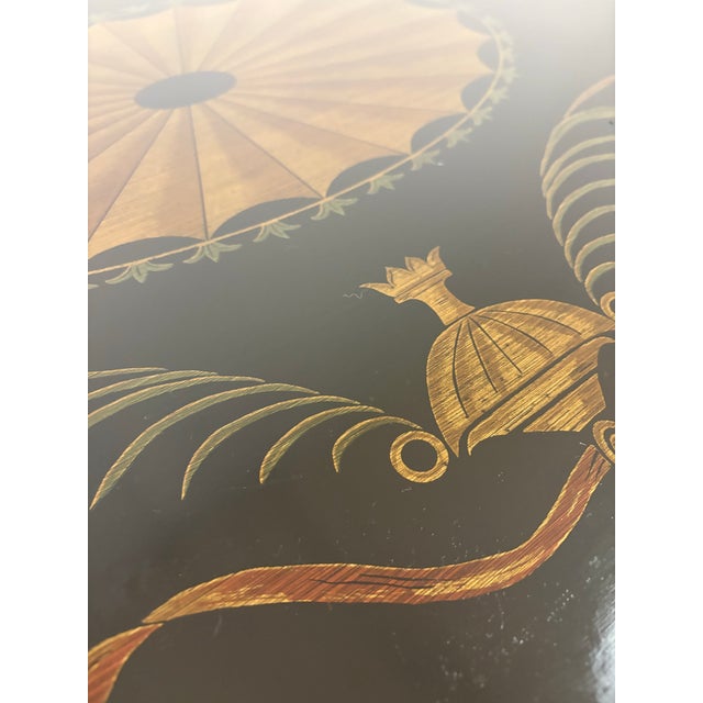 Wood Late 20th Century Attributed to Maitland Smith Ebonized Oval Neoclassical Coffee Table For Sale - Image 7 of 15