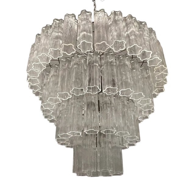 Large Tronchi Murano Glass Tube Chandelier by Paolo Venini, 1980s For Sale