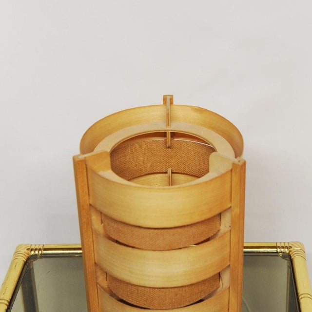 Wooden Lamellae Cylindric Table Lamp, 1970s For Sale - Image 10 of 12