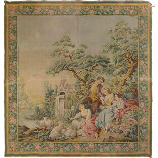 Vintage Tapestry with Bucolic Scene, Early 20th Century For Sale