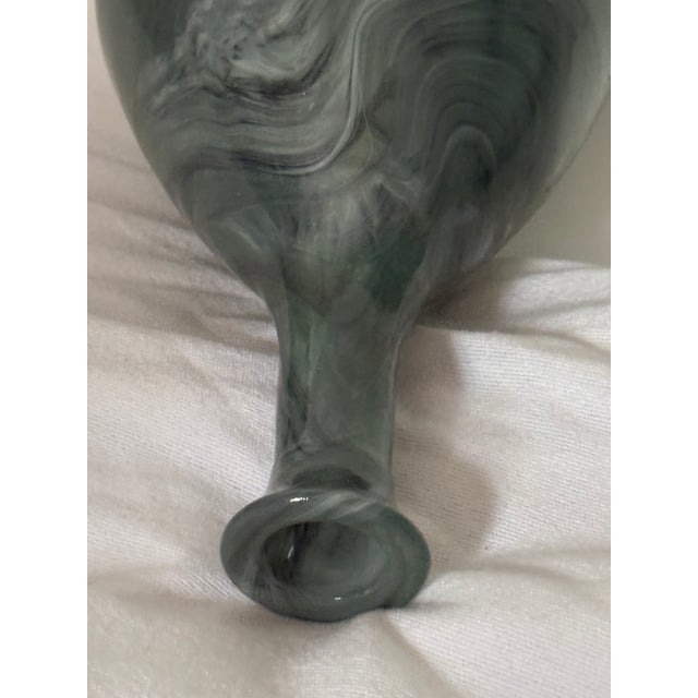 1970s Classic Mid-Century EcoGlass Smoky Swirled Hand Blown Glass Vase and Ruffled Rim Bowl Set, Made in Spain- 2 Pieces For Sale - Image 12 of 12