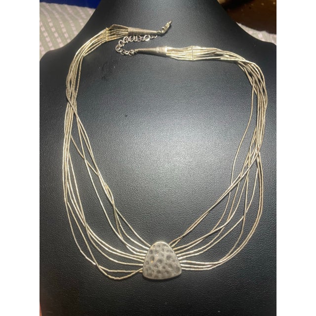 1990s Silapada Multi Strand Liquid Silver Necklace With Hammered Sterling Silver Pendant For Sale In South Bend - Image 6 of 6