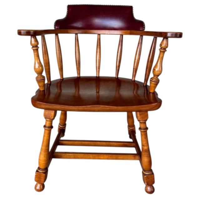 Wood Timeless Charm: Pair of Vintage Mid-Century Maple Captain's Chairs For Sale - Image 7 of 10