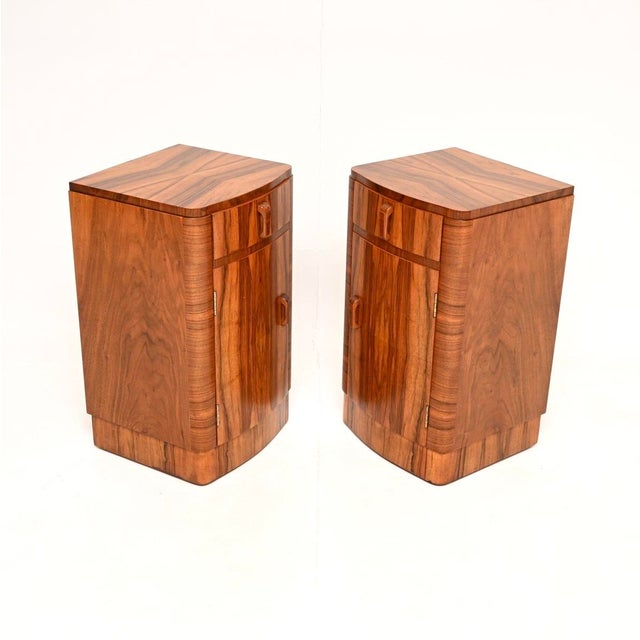 Art Deco Walnut Bedside Cabinets, 1930, Set of 2 For Sale - Image 4 of 10