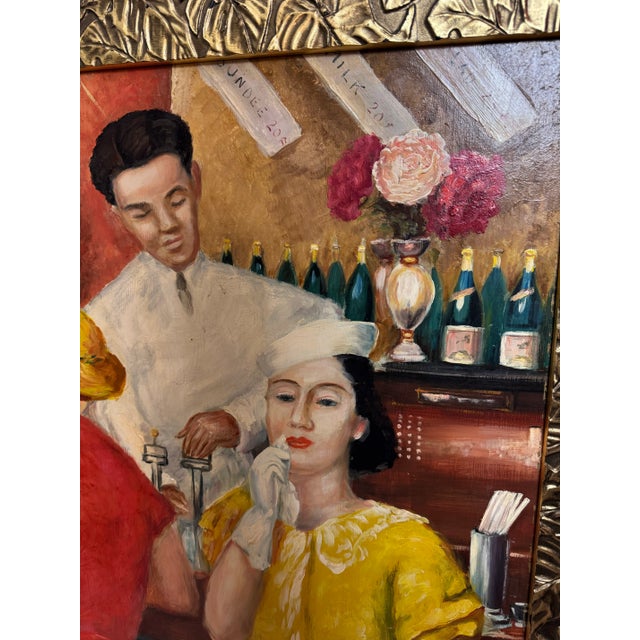 "The Soda Fountain" Art Deco Painting From the Collection of Seymour Stein For Sale - Image 11 of 12