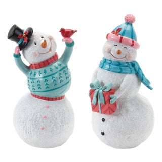Whimsical Snowman Figurine (Set of 2) For Sale
