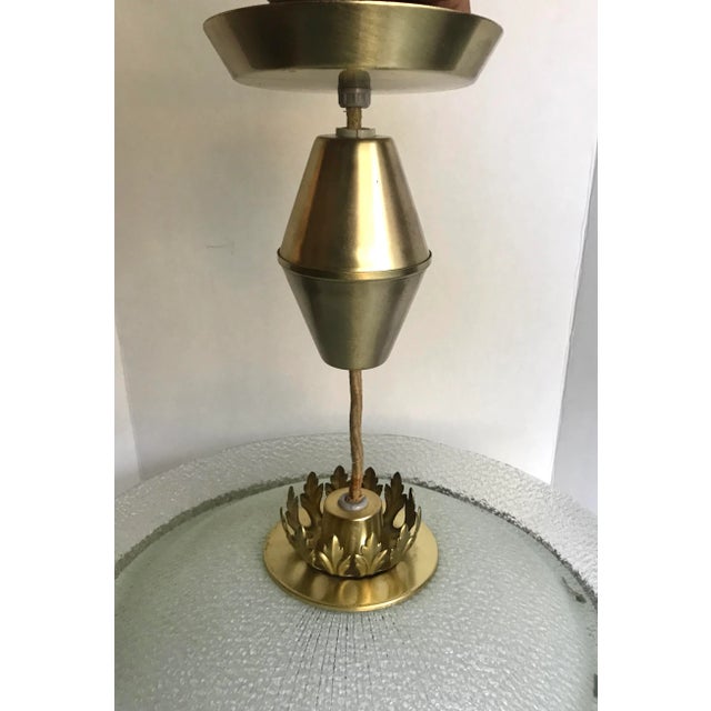 Metal 1950s Rippled Glass and Brass Chandelier Attributed to Carl Fagerlund For Sale - Image 7 of 10