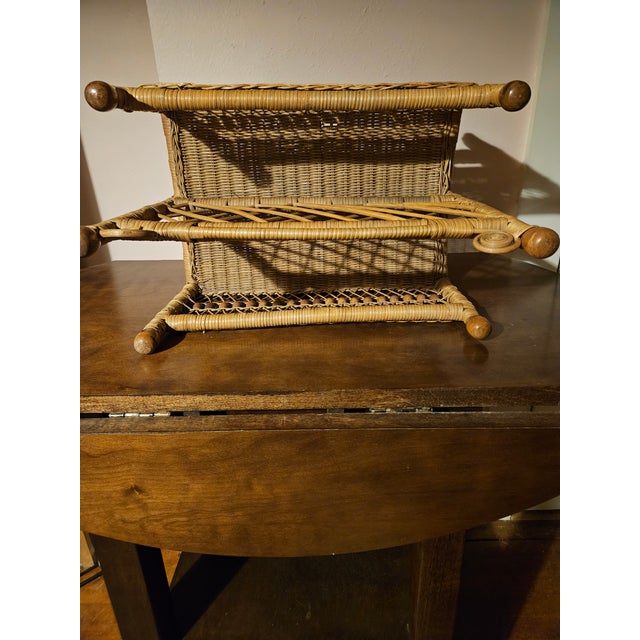 American 1960s American Victorian Natural Wicker Magazine Stand For Sale - Image 3 of 8