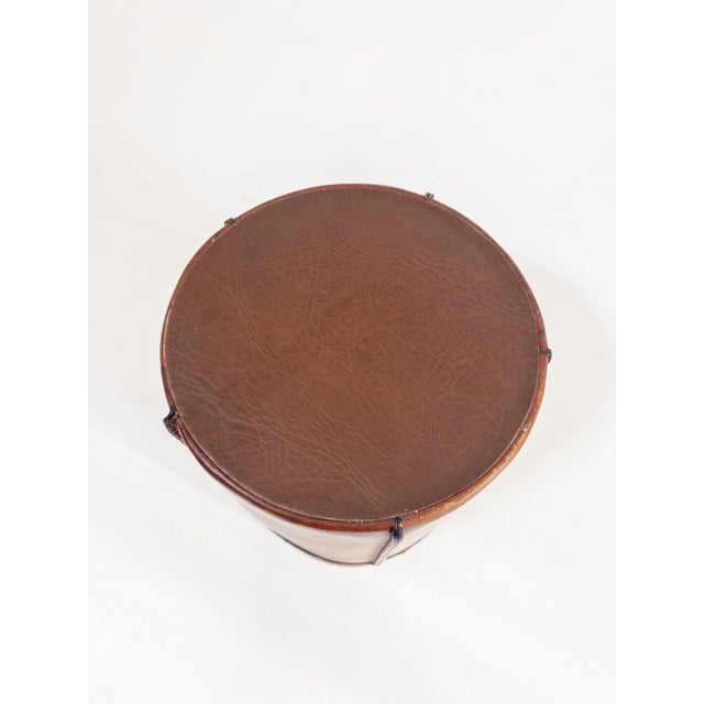 Mid-Century Modern French Cognac Leather Waste Bin, 1960s For Sale - Image 6 of 9