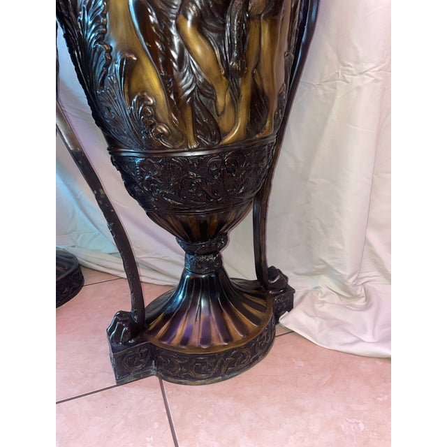 Huge Pair of French 19th Century Neoclassical Urns Solid Bronze For Sale - Image 12 of 12