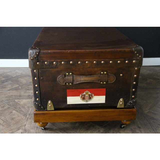 Brown Antique Leather Trunk from Louis Vuitton, 1900s For Sale - Image 8 of 18