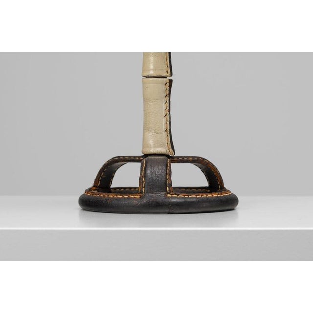 Textile Leather Table Lamp by Jacques Adnet, France, 1950 For Sale - Image 7 of 13