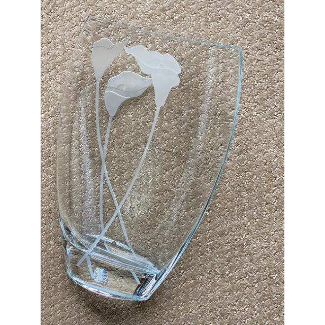 Mikasa Calla Lily Ellipse Etched Crystal Pocket Vase, Poland Chairish