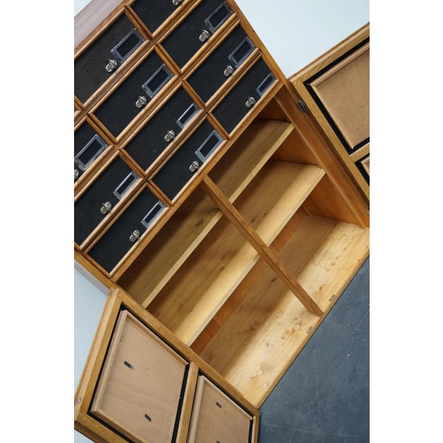 Industrial German Oak and Pine Apothecary Cabinet, Mid-20th-Century For Sale - Image 14 of 16