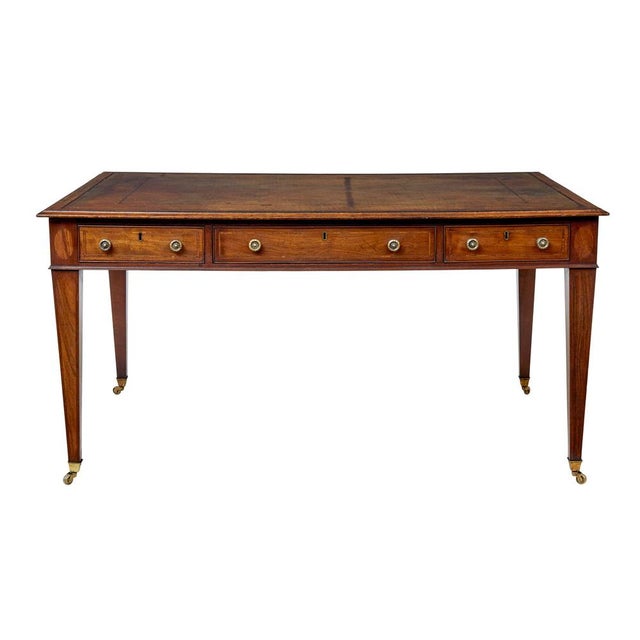 Sheraton Revival Leather Top Library Table, 19th Century For Sale - Image 9 of 12
